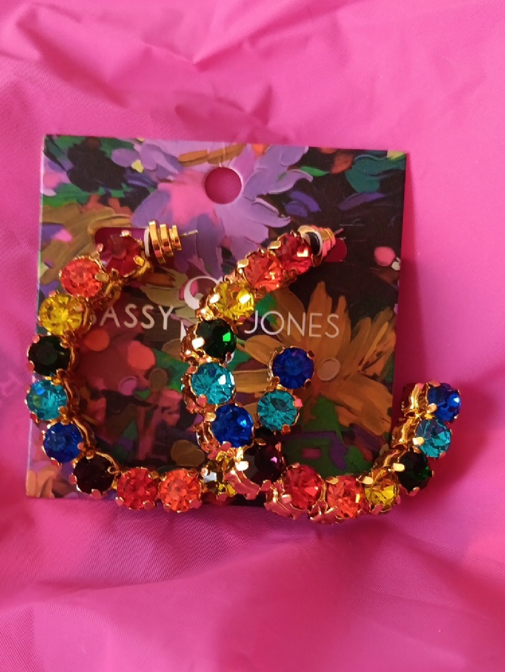 Sassy Jones Arabella Rainbow Crystal Hoop Earrings - Gold
